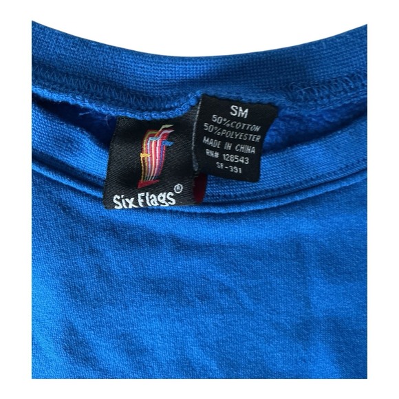 Six Flags - Blue Crewneck Sweatshirt (Small) - Theme Park Apparel - Picture 3 of 3